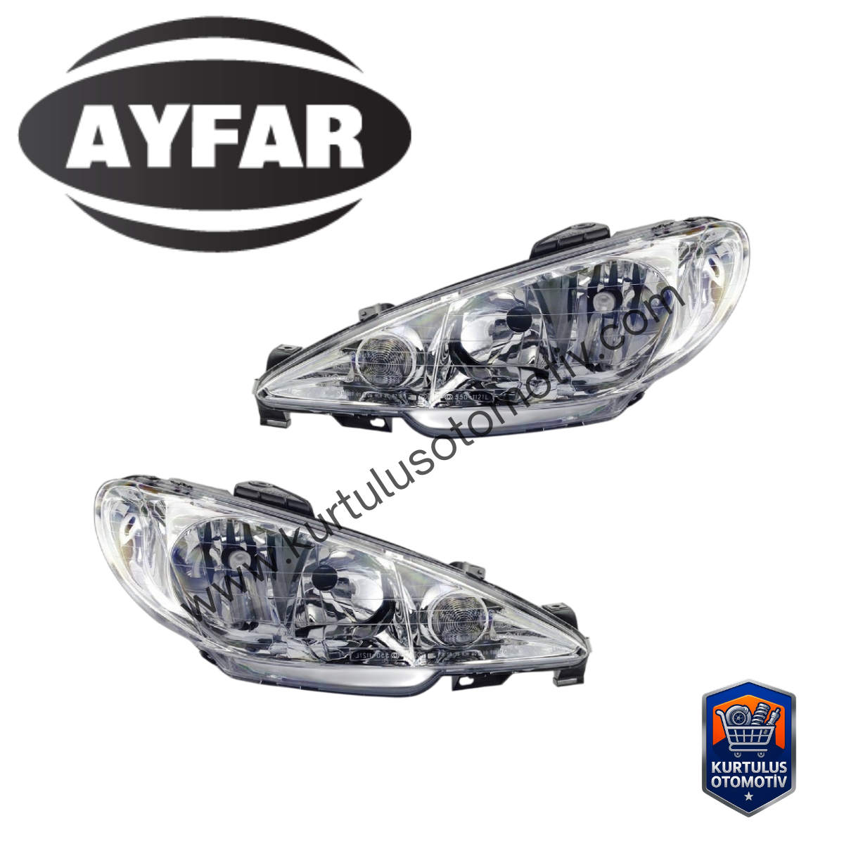 Peugeot 206 Şeffaf Far Takımı Sağ-Sol (AYFAR) | 6205.S9/6204.S9