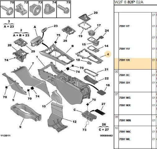 Peugeot 508 Vites Konsol Çerçevesi | 7591.VX