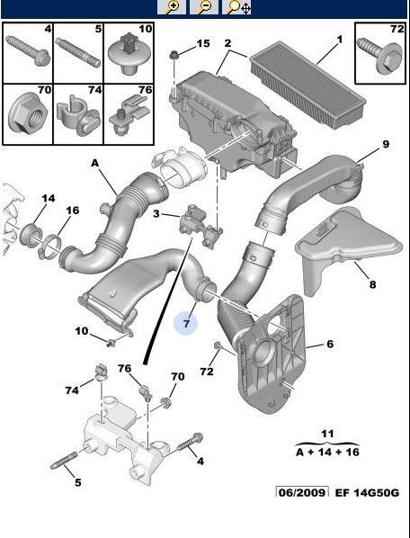 Peugeot 307 HAVA FİLİTRE HORTUMU 1.6 HDI ORJİNAL | 1434.65